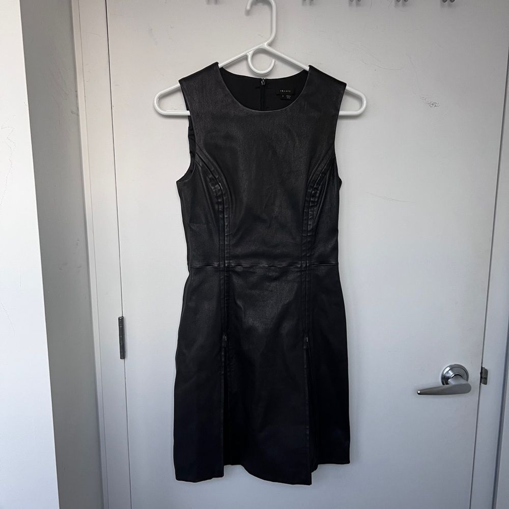 Theory Black Leather Dress